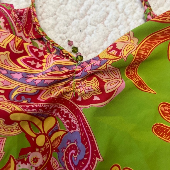 Natori Green and Pink Paisley Pajama Set - Picture 12 of 16